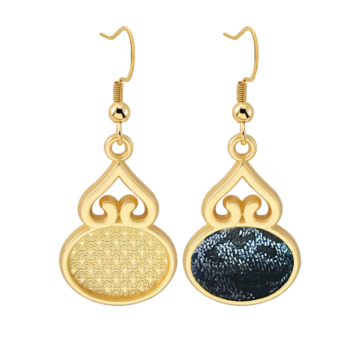 Shangjiukai Navy Bada Yun Earrings with Mother-of-Pearl Inlay 上久楷螺钿藏蓝八达晕耳环