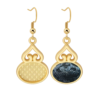 Shangjiukai Navy Bada Yun Earrings with Mother-of-Pearl Inlay 上久楷螺钿藏蓝八达晕耳环
