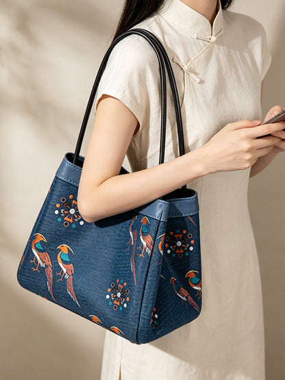 Multicolored Di Bird Song Brocade Handbag 五彩翟鸟宋锦手提包