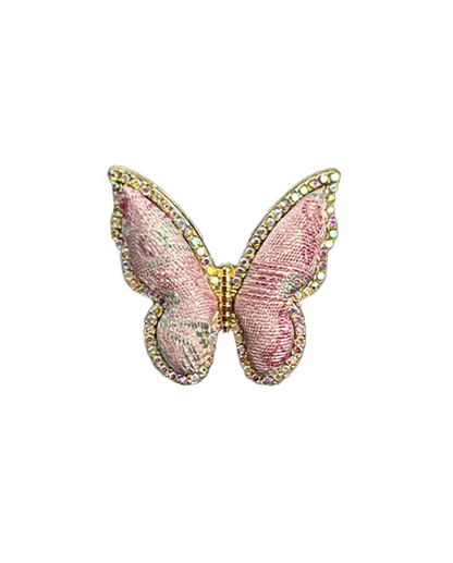 Sanma Pink Badayun Pattern Song Brocade Butterfly Ring | 三马粉色八达晕纹宋锦蝴蝶戒指