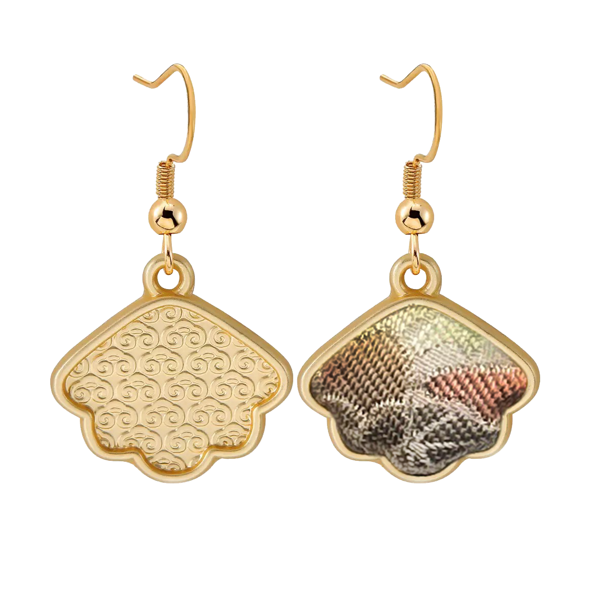 Song Brocade Earrings, Chinese Silk Hundred Flowers Chasing Dragon Pattern 中国丝绸百花撵龙纹宋锦耳环