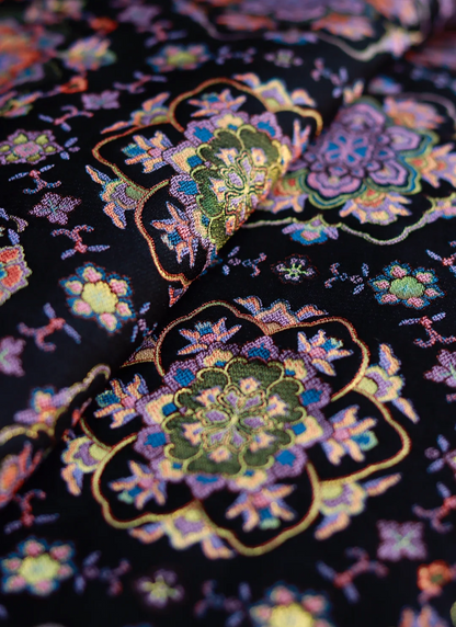 Ink Cyan Treasure Flower Song Brocade Hairpin by Lu Meiying 陆美英墨青色宝相宋锦发簪