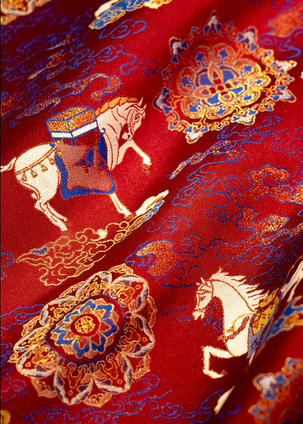 Song Brocade Handmade Earrings, Lucky Horse Motif 马上有钱宋锦手工耳环