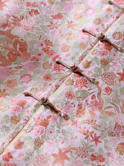 Chinese Silk Hundred Flowers & Dragon Chasing Pattern Song Brocade Earrings 中国丝绸百花撵龙纹宋锦耳环