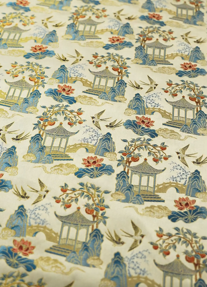 Four Seasons Scenery Song Brocade Bookmark · Sanma 三马四季文景宋锦书签