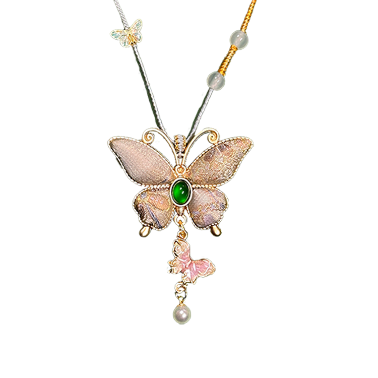 Colorful Butterflies Song Brocade Necklace · Shangjiukai 上久楷瑞彩蝶舞宋锦项链