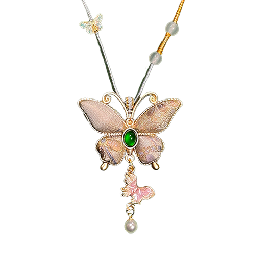 Colorful Butterflies Song Brocade Necklace · Shangjiukai 上久楷瑞彩蝶舞宋锦项链