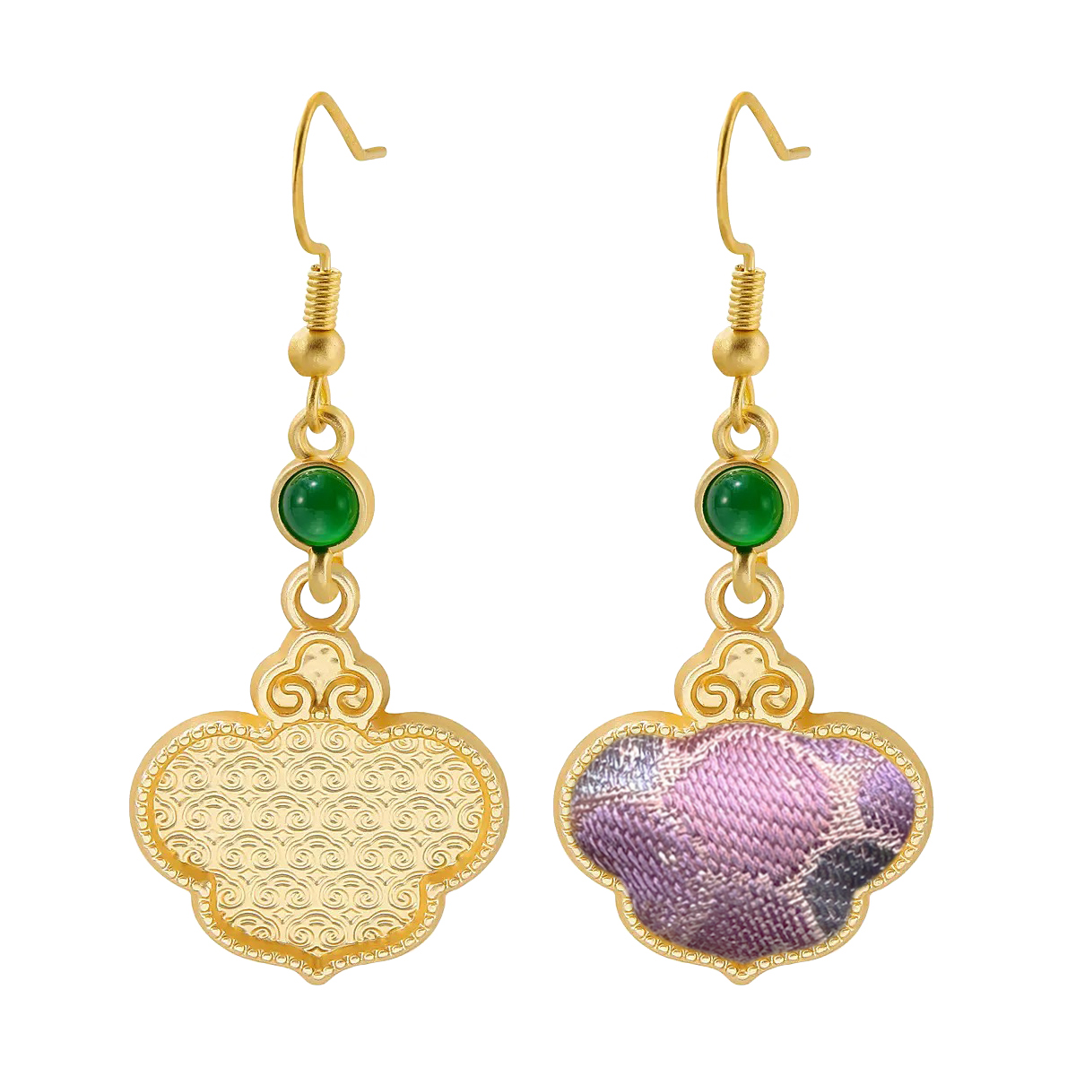 Sanma Squirrel & Grape Song Brocade Ruyi Earrings 三马松鼠葡萄宋锦如意耳环