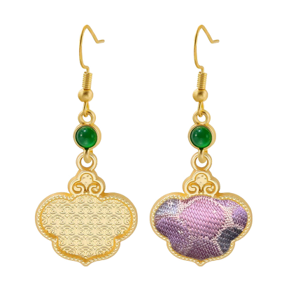 Sanma Squirrel & Grape Song Brocade Ruyi Earrings 三马松鼠葡萄宋锦如意耳环