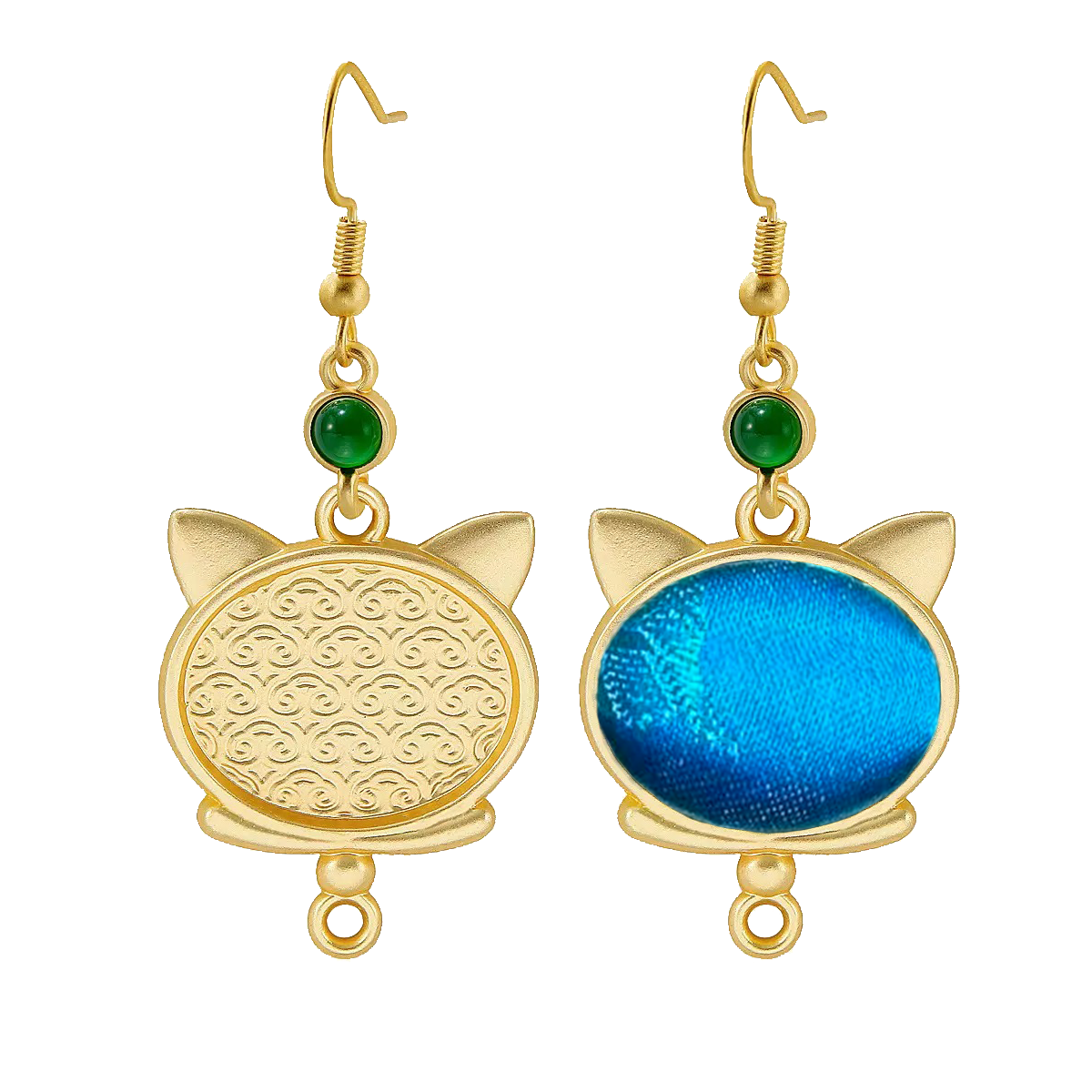 Cat-shaped Vintage Silk Satin Earrings 猫型老缎耳环