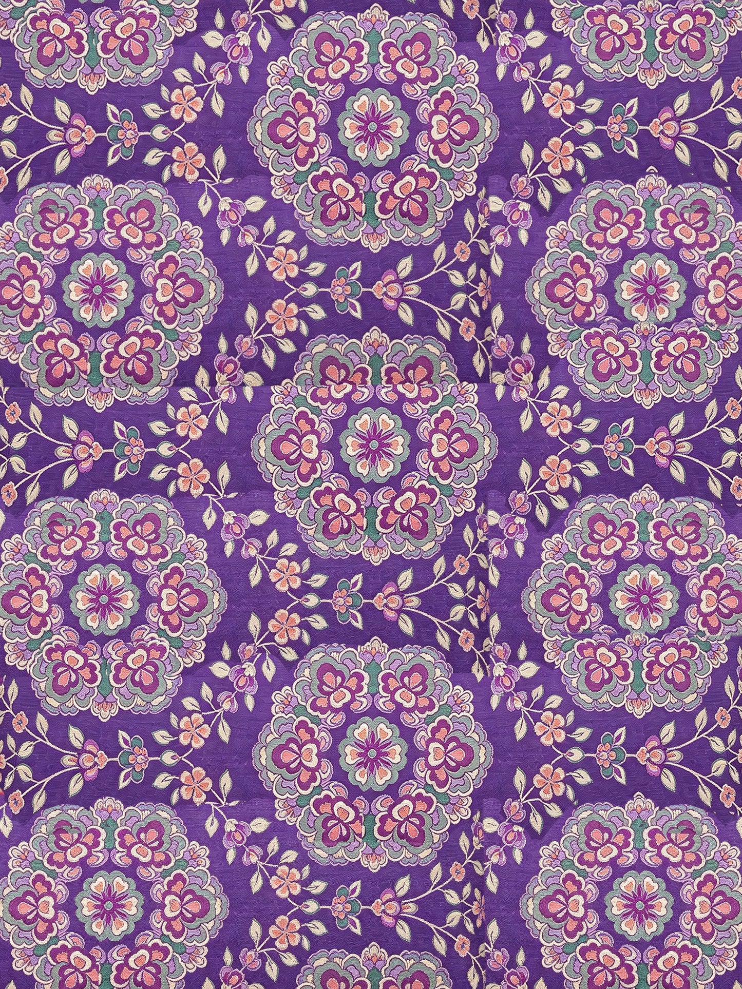 Purple Ground Cluster Floral Shu Brocade Clutch | 紫底团花蜀锦手拿包