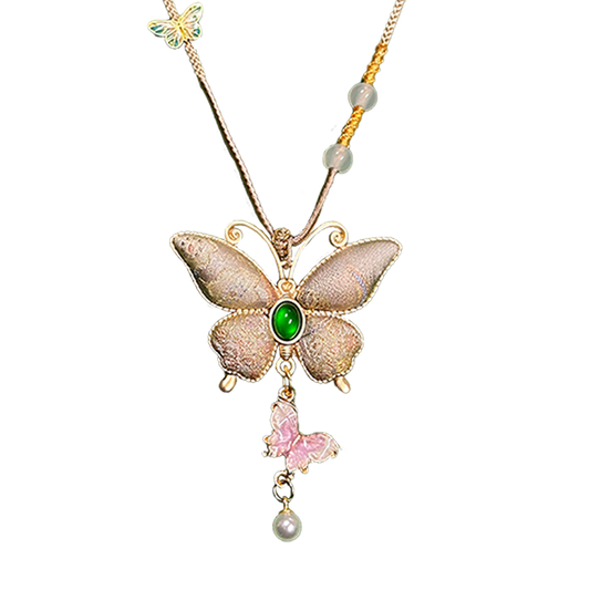 Colorful Butterflies Song Brocade Necklace · Shangjiukai 上久楷瑞彩蝶舞宋锦项链