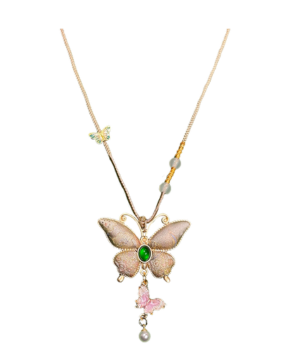 Colorful Butterflies Song Brocade Necklace · Shangjiukai 上久楷瑞彩蝶舞宋锦项链