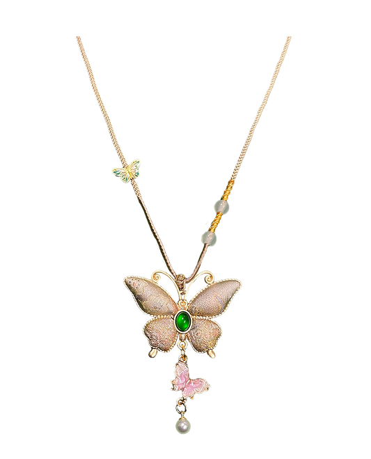 Colorful Butterflies Song Brocade Necklace · Shangjiukai 上久楷瑞彩蝶舞宋锦项链