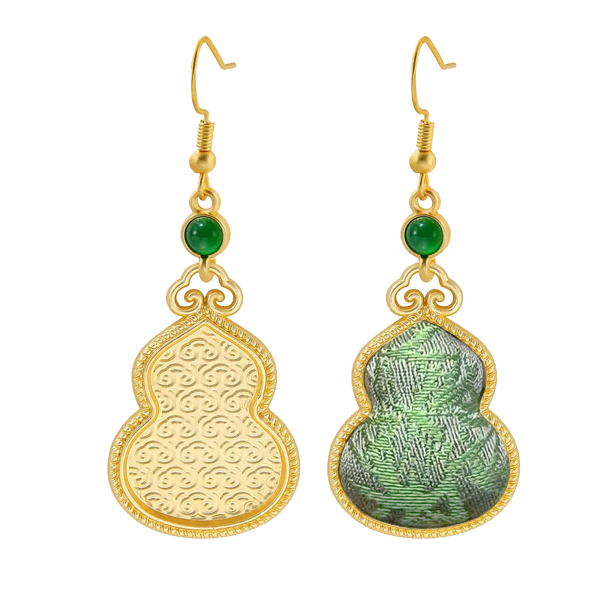 Sudi Bright Spring Scenery Song Brocade Gourd Earrings 苏地春和景明宋锦葫芦耳环
