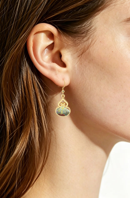Song Brocade Earrings | Yuqionglou, Auspicious Brocade Motif 玉琼楼锦瑞纹宋锦耳环