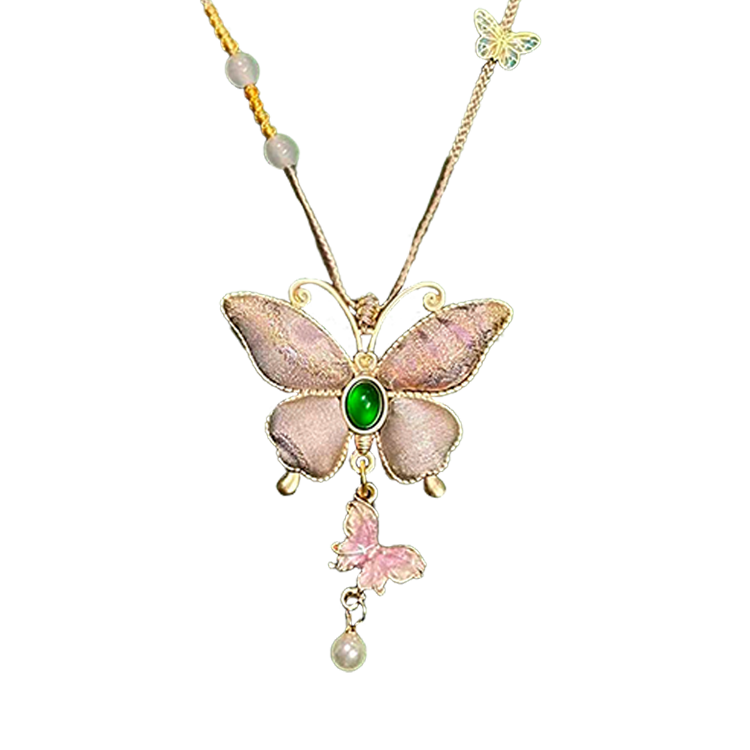 Colorful Butterflies Song Brocade Necklace · Shangjiukai 上久楷瑞彩蝶舞宋锦项链