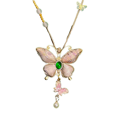 Colorful Butterflies Song Brocade Necklace · Shangjiukai 上久楷瑞彩蝶舞宋锦项链