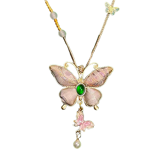 Colorful Butterflies Song Brocade Necklace · Shangjiukai 上久楷瑞彩蝶舞宋锦项链