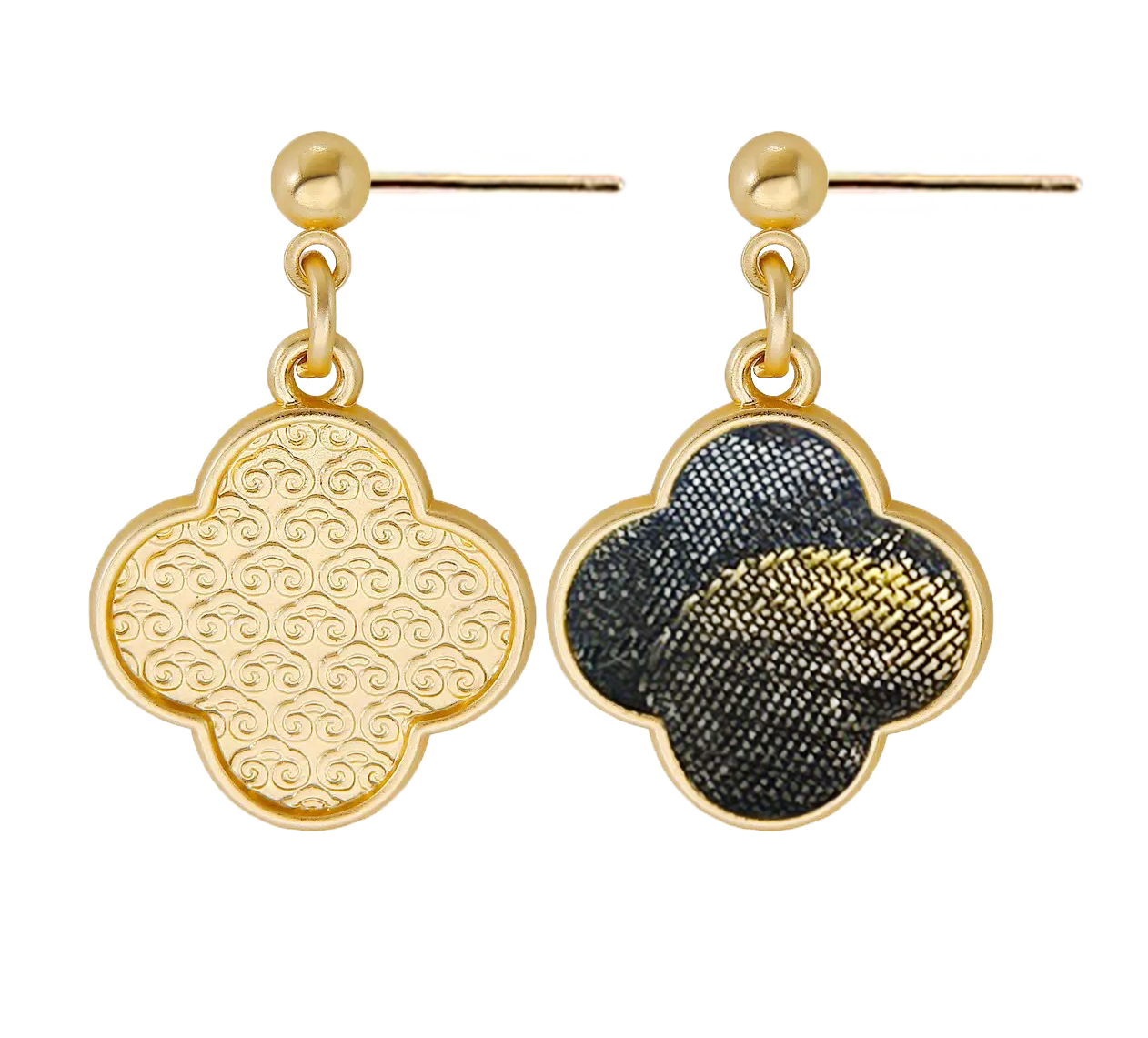 Song Brocade Earrings | Tea Scent & Moonlit Lotus Pond 茶香荷塘月色宋锦耳环