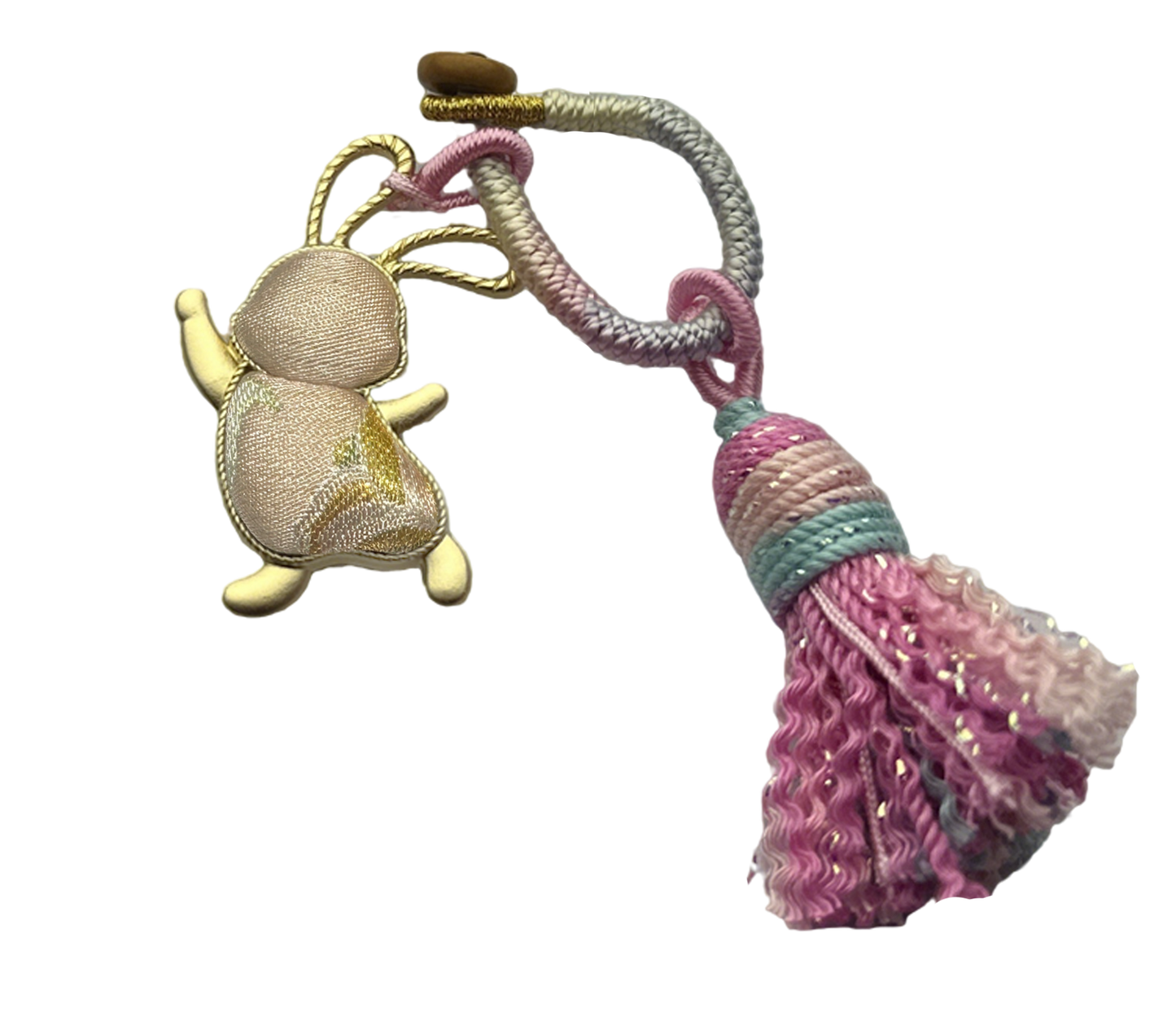 Guxu Golden Lotus & Lucky Rabbit Song Brocade Bag Charm 姑胥金莲福兔宋锦包挂