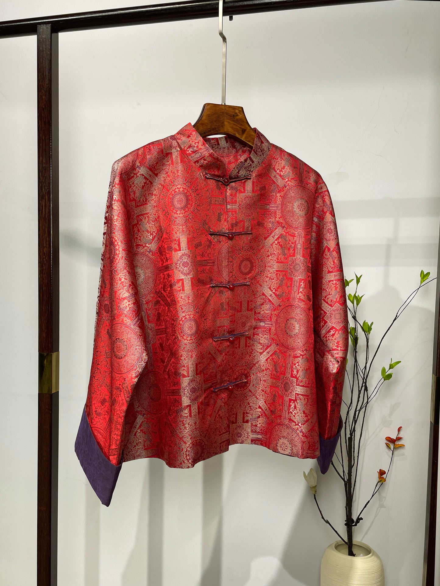 Song Brocade Coat・Red Bada Yun Color-blocked Design 红八大晕宋锦撞色外套