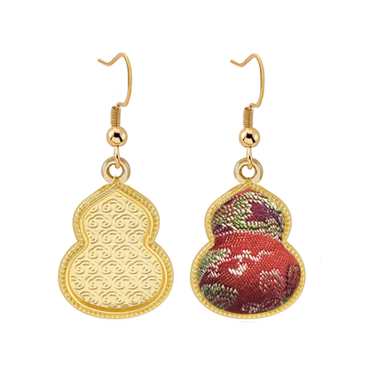Song Brocade Earrings | Shangjiukai, Red Bada Yun Motif 上久楷红八达晕宋锦耳环