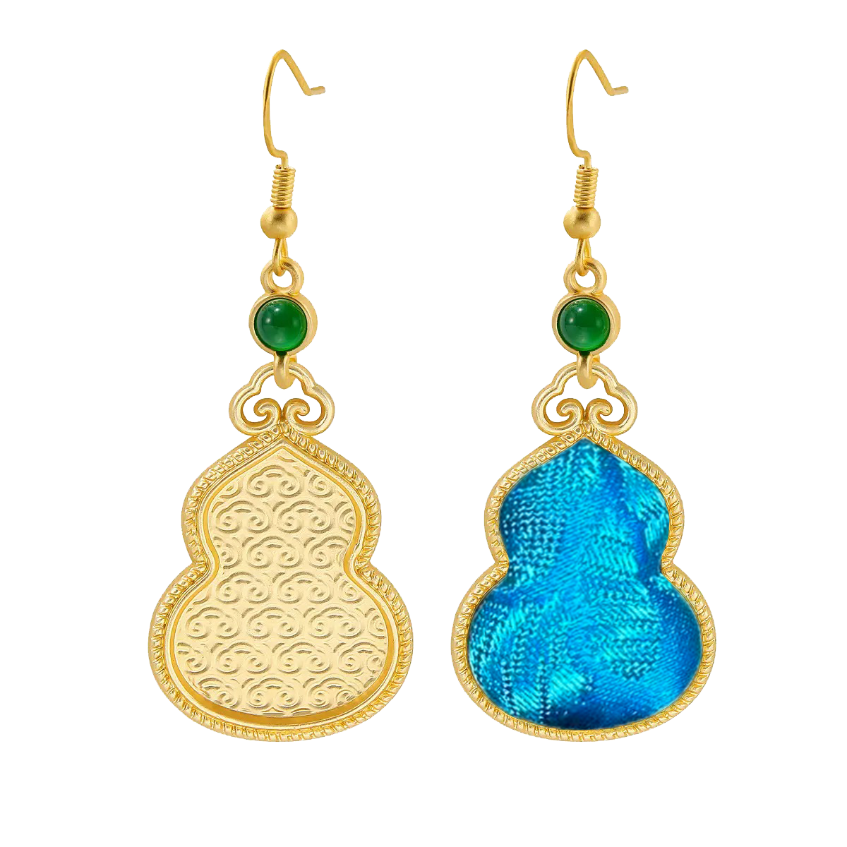Large Gourd Vintage Silk Satin Earrings 大葫芦老缎耳环