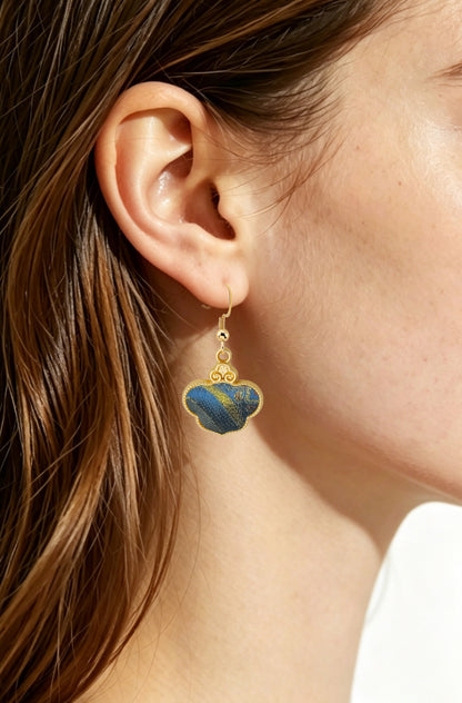 Song Brocade Earrings | Pisces Design by Qian Xiaoping 钱小萍双鱼座宋锦耳环