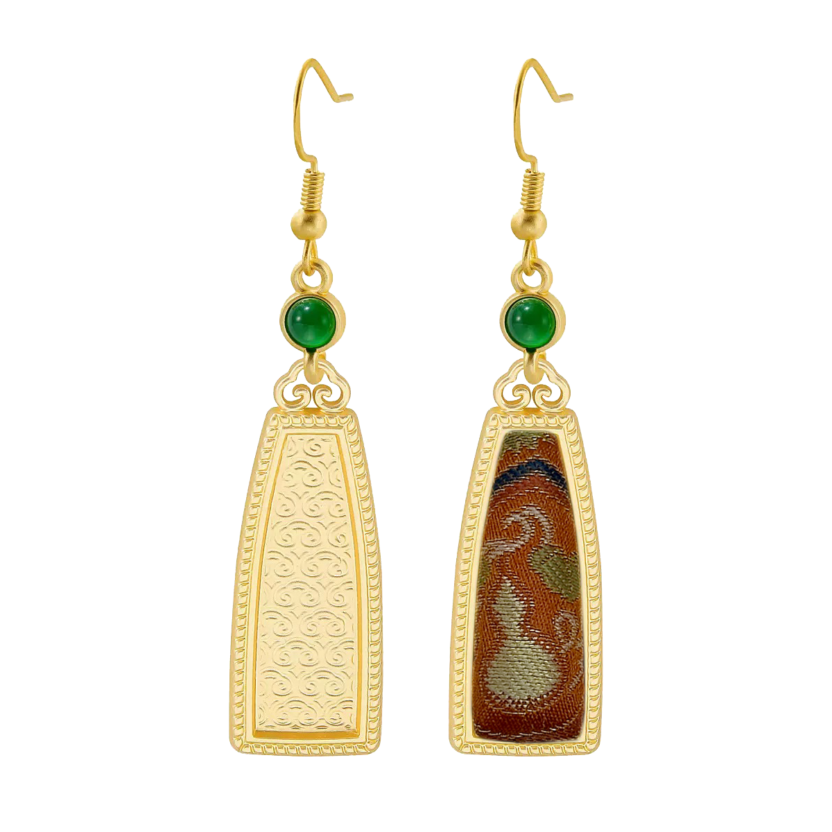 Lu Meiying Autumn Garden Scenery Song Brocade Ladder-shaped Long Earrings 陆美英满园秋色宋锦长梯型耳环