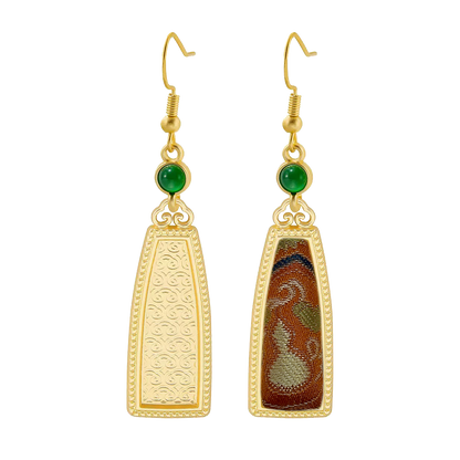 Lu Meiying Autumn Garden Scenery Song Brocade Ladder-shaped Long Earrings 陆美英满园秋色宋锦长梯型耳环