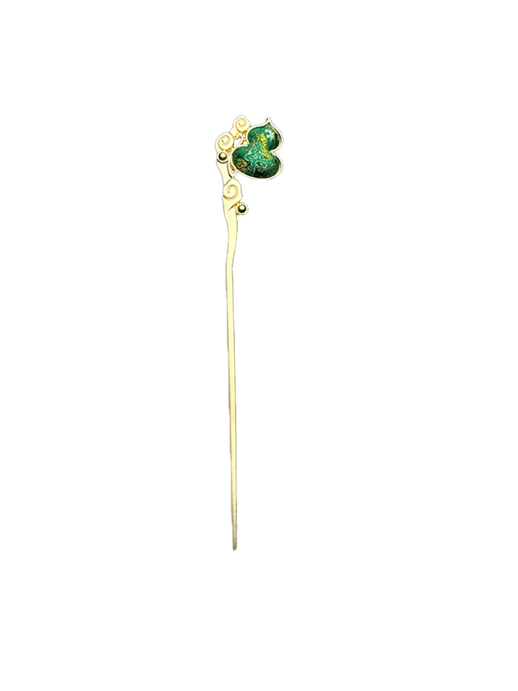 Green Badayun Pattern Song Brocade Hairpin · Sanma 三马绿色八达晕宋锦发簪