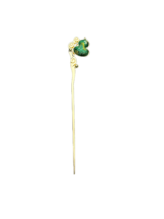 Green Badayun Pattern Song Brocade Hairpin · Sanma 三马绿色八达晕宋锦发簪
