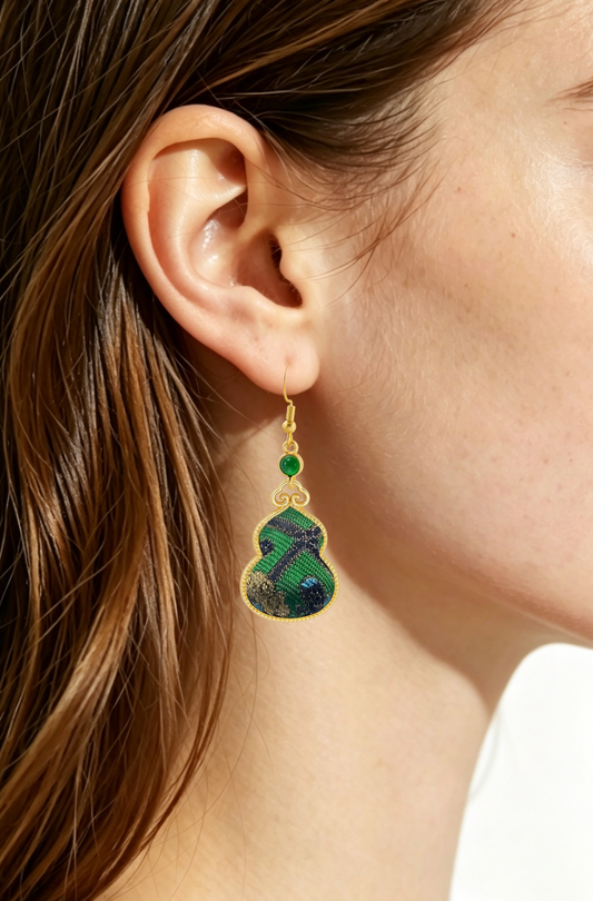 Shangjiukai Badayun Song Brocade Earrings 上久楷四达晕宋锦耳环