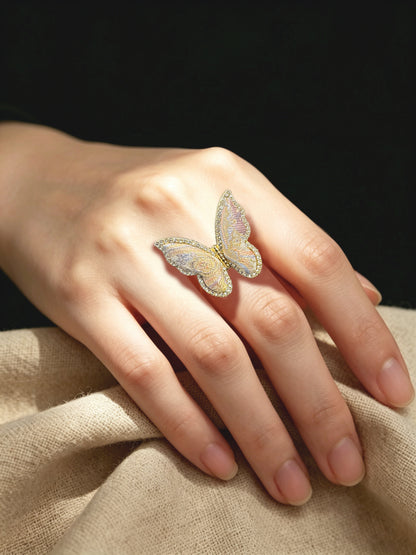 Shangjiukai Auspicious Butterfly Dance Song Brocade Butterfly Ring | 上久楷瑞彩蝶舞宋锦蝴蝶戒指