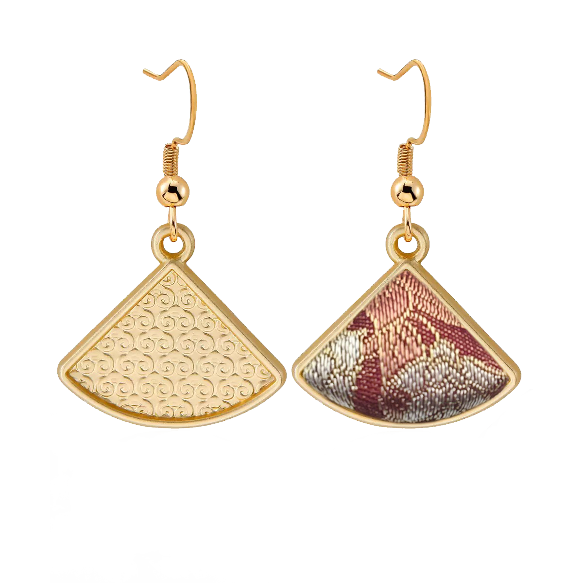 Song Brocade Earrings | Red Immortal Herb & Treasure Flower, by Qian Xiaoping 钱小萍红色仙草宝相宋锦耳环