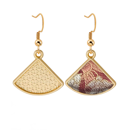 Song Brocade Earrings | Red Immortal Herb & Treasure Flower, by Qian Xiaoping 钱小萍红色仙草宝相宋锦耳环