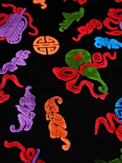 Gourd Pouch with Eight Treasures Gourd Pattern Zhang Velvet | 八宝葫芦纹漳绒葫芦包