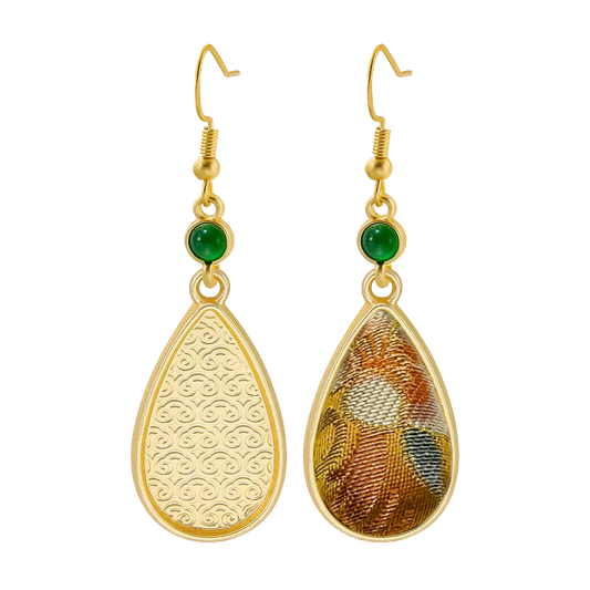 Sanma Butterfly & Blossom Song Brocade Earrings 三马蝶恋花宋锦耳环