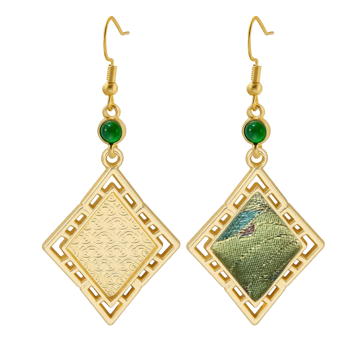 Li Dexi Longing Song Brocade Earrings 李德喜长相思宋锦耳环