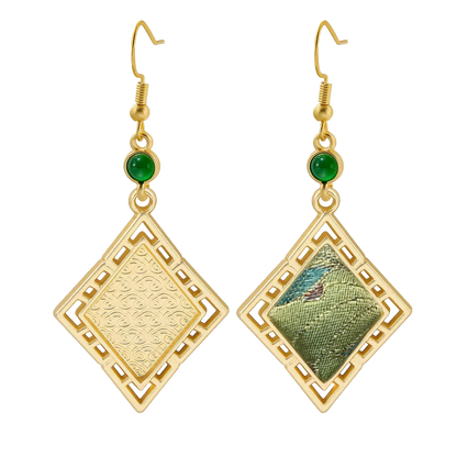 Li Dexi Longing Song Brocade Earrings 李德喜长相思宋锦耳环