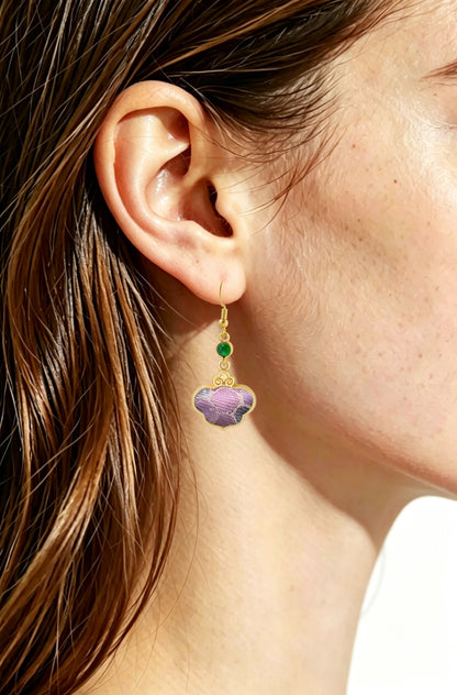 Sanma Squirrel & Grape Song Brocade Ruyi Earrings 三马松鼠葡萄宋锦如意耳环